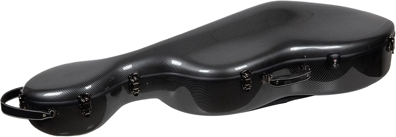 Crossrock Ultra-light Fiberglass Cello Case with Wheels-Fits 4/4 Full-size Cello- Includes Padded Music Pouch, 3 Handles, Removable Shoulder Straps, TSA Lock-Black (CRF5030CEFBK)