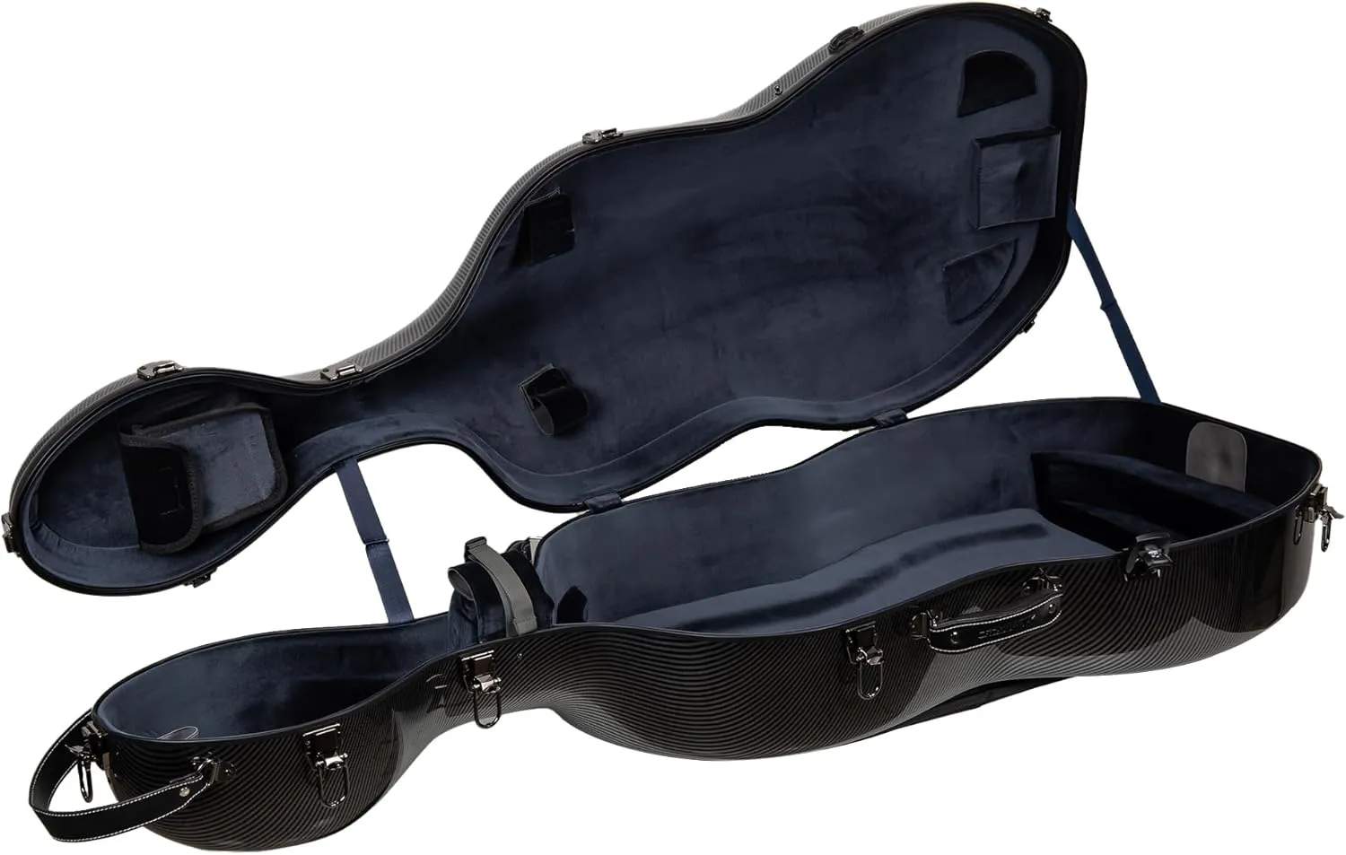 Crossrock Ultra-light Fiberglass Cello Case with Wheels-Fits 4/4 Full-size Cello- Includes Padded Music Pouch, 3 Handles, Removable Shoulder Straps, TSA Lock-Black (CRF5030CEFBK)