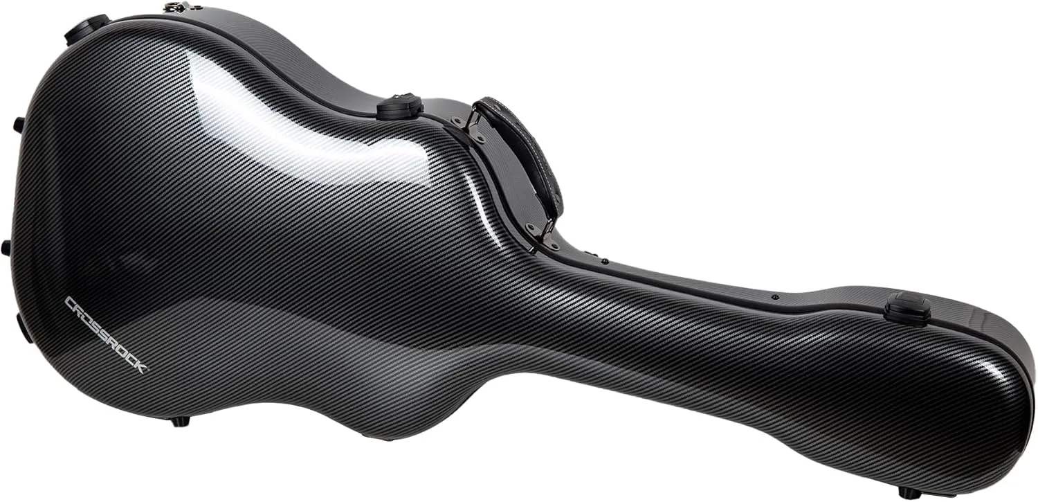 Crossrock Ultra-light Fiberglass Dreadnought Guitar Case-Fits Martin D28, Compatible to Taylor 814CE, with Protective Cover, TSA Lock, Net Weight 7 lb-Black (CRF5030DBK)