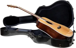 Crossrock Ultra-light Fiberglass Dreadnought Guitar Case-Fits Martin D28, Compatible to Taylor 814CE, with Protective Cover, TSA Lock, Net Weight 7 lb-Black (CRF5030DBK)