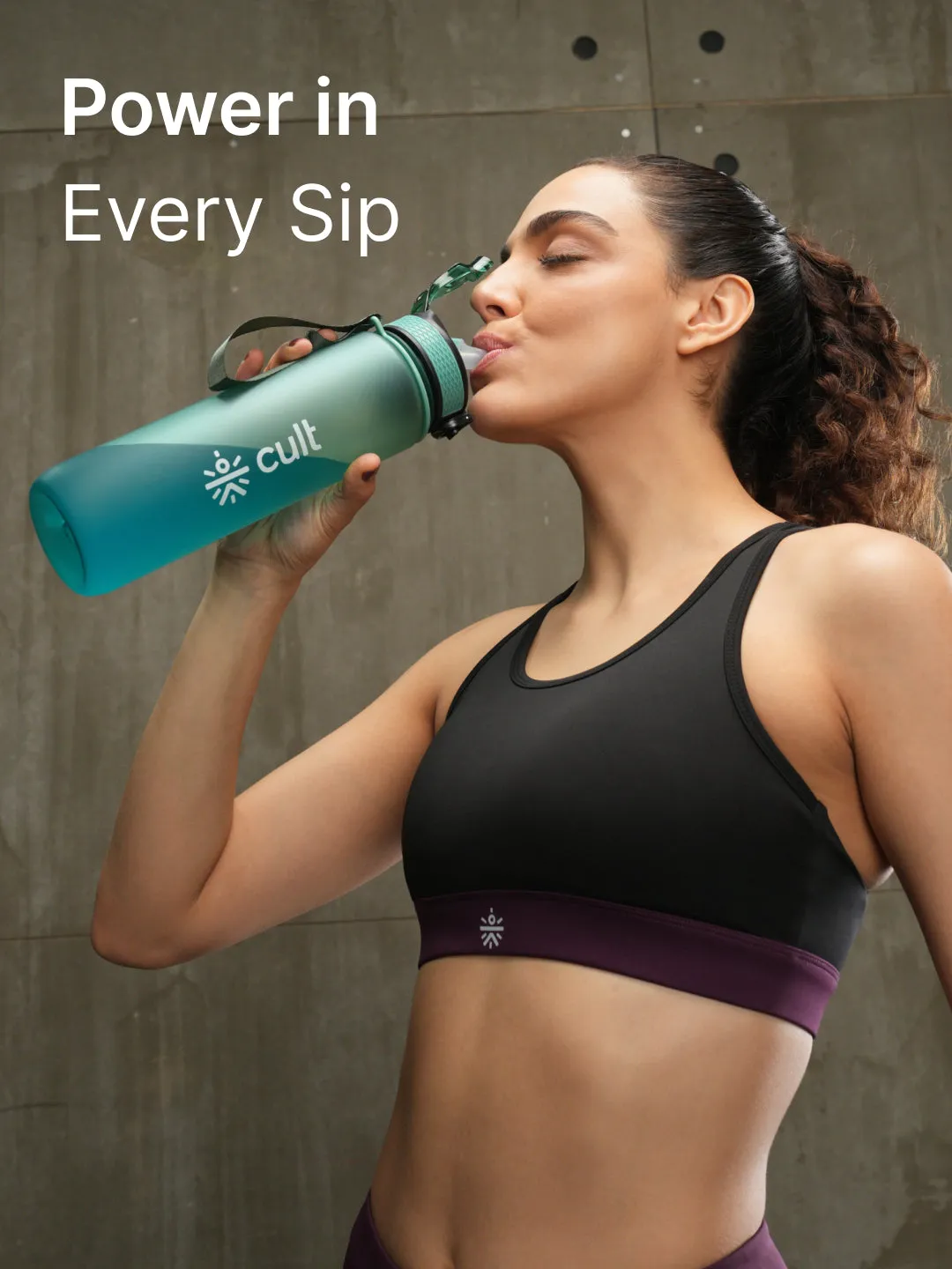cult Motivational Bottle 1L Unisex Time Mark Sipper with Straw Mint Green