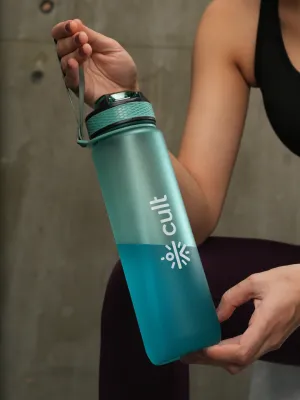 cult Motivational Bottle 1L Unisex Time Mark Sipper with Straw Mint Green