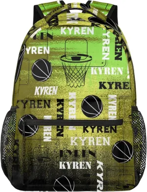 Custom Basketball Backpack for Men Women, Personalized Name Laptop Backpack, Sports Bag Lightweight Daypack for Travel Camping, Dark Blue