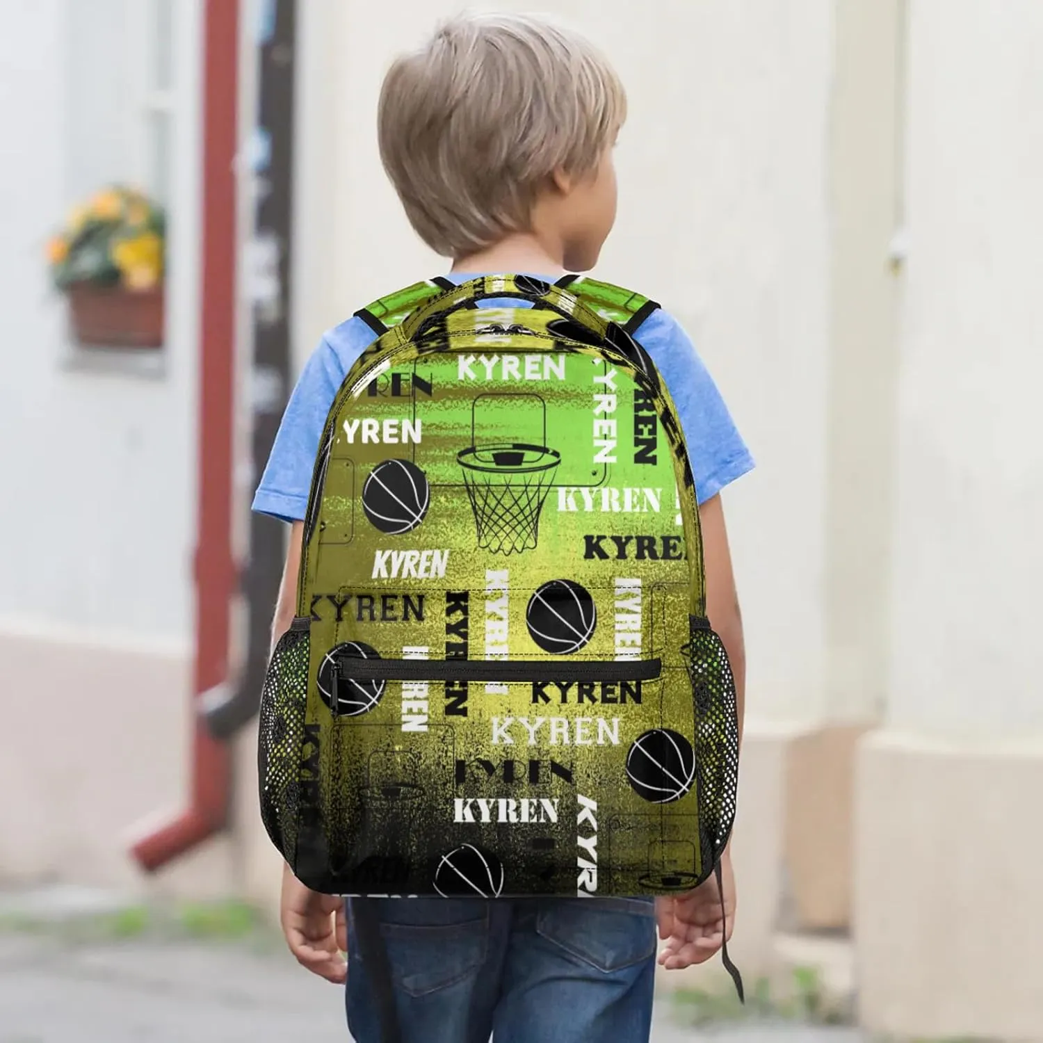 Custom Basketball Backpack for Men Women, Personalized Name Laptop Backpack, Sports Bag Lightweight Daypack for Travel Camping, Dark Blue