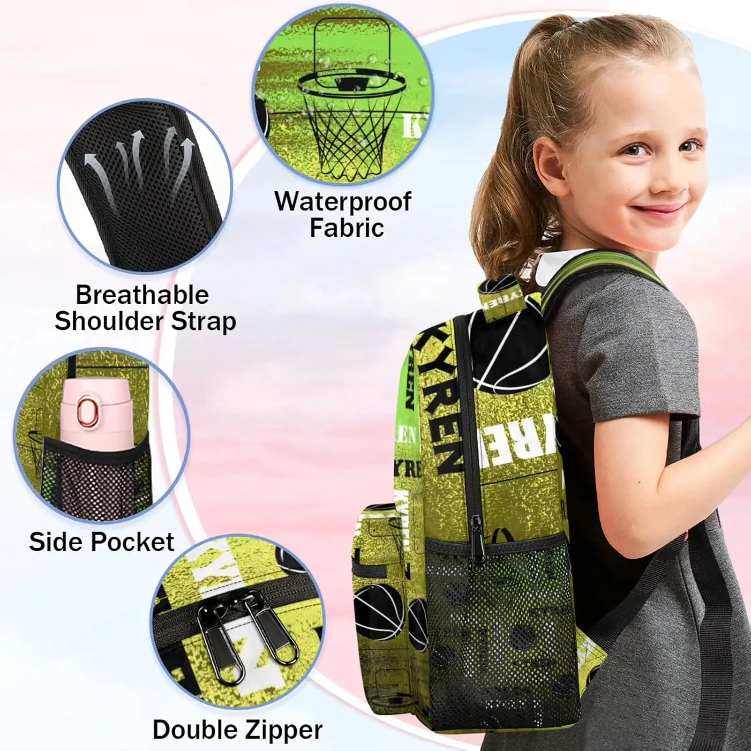 Custom Basketball Backpack for Men Women, Personalized Name Laptop Backpack, Sports Bag Lightweight Daypack for Travel Camping, Dark Blue