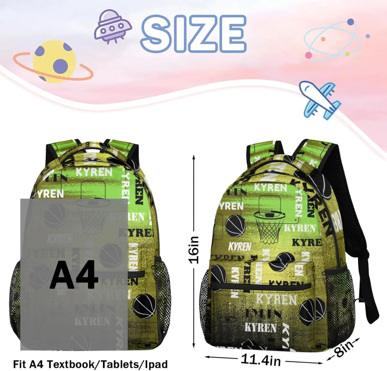 Custom Basketball Backpack for Men Women, Personalized Name Laptop Backpack, Sports Bag Lightweight Daypack for Travel Camping, Dark Blue