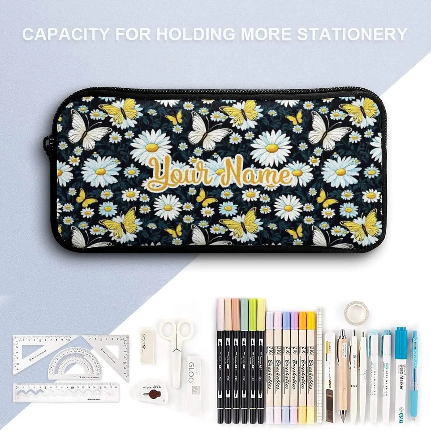 Custom Daisy Backpack with Lunch Box & Pencil Case for Kids Girls Boys School, 16 Inch Cute daisies Bookbag, School Backpack for Students Children, Lightweight, Large Capacity
