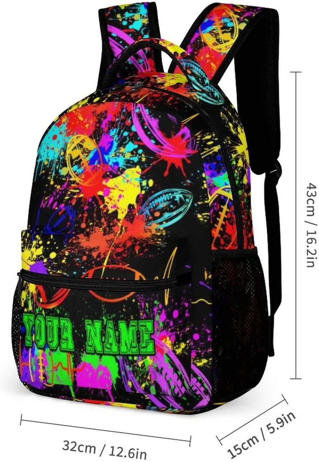 Custom Football School Backpack for Kids Girls Boys, 16 Inch Cool Football Themed Bookbag, Personality School Backpack for Students Children, sustainable, Lightweight, Large Capacity