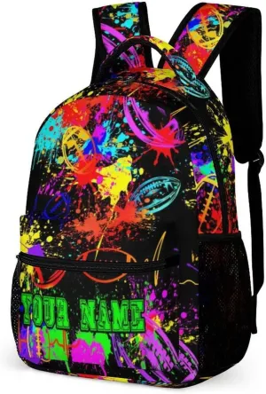 Custom Football School Backpack for Kids Girls Boys, 16 Inch Cool Football Themed Bookbag, Personality School Backpack for Students Children, sustainable, Lightweight, Large Capacity