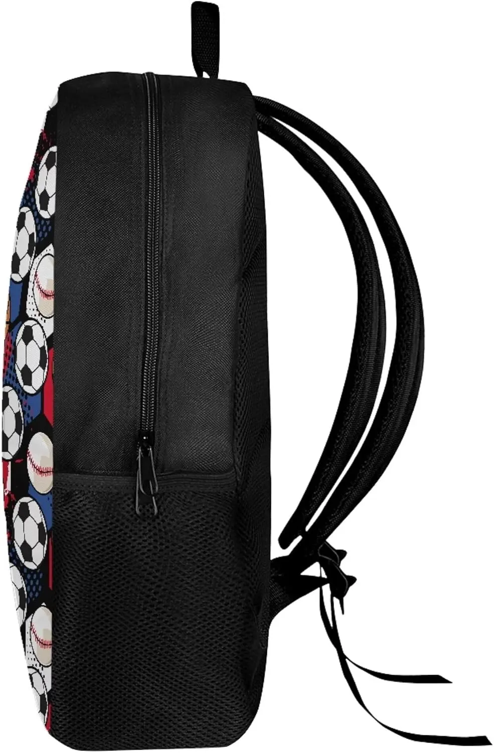 Cute Boys School Blue Basketball Baseball Football Backpack for Elementary Student Soft Comfy Bookbag Daypack for Girls Campus Daily Outing Backpack with Side Pocket