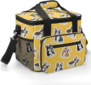 Cute Cartoon French Bulldog 22.5L Insulated Camping Coolers Bag Large Leakproof Ice Chest for Beach Travel Picnic