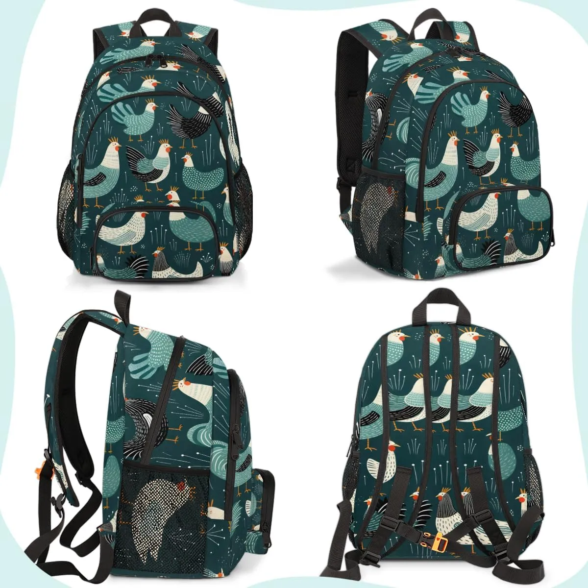 Cute Chickens Carry on Travel Backpack for Women Men Water resistant Lightweight Rucksack Backpack for Weekender Casual Work Hiking Cocks and Hens Rooster Farm