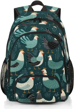 Cute Chickens Carry on Travel Backpack for Women Men Water resistant Lightweight Rucksack Backpack for Weekender Casual Work Hiking Cocks and Hens Rooster Farm