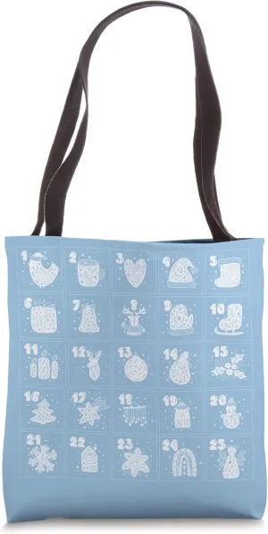 Cute Christmas Scandinavian Advent Calendar Art Blue Holiday Tote Bag