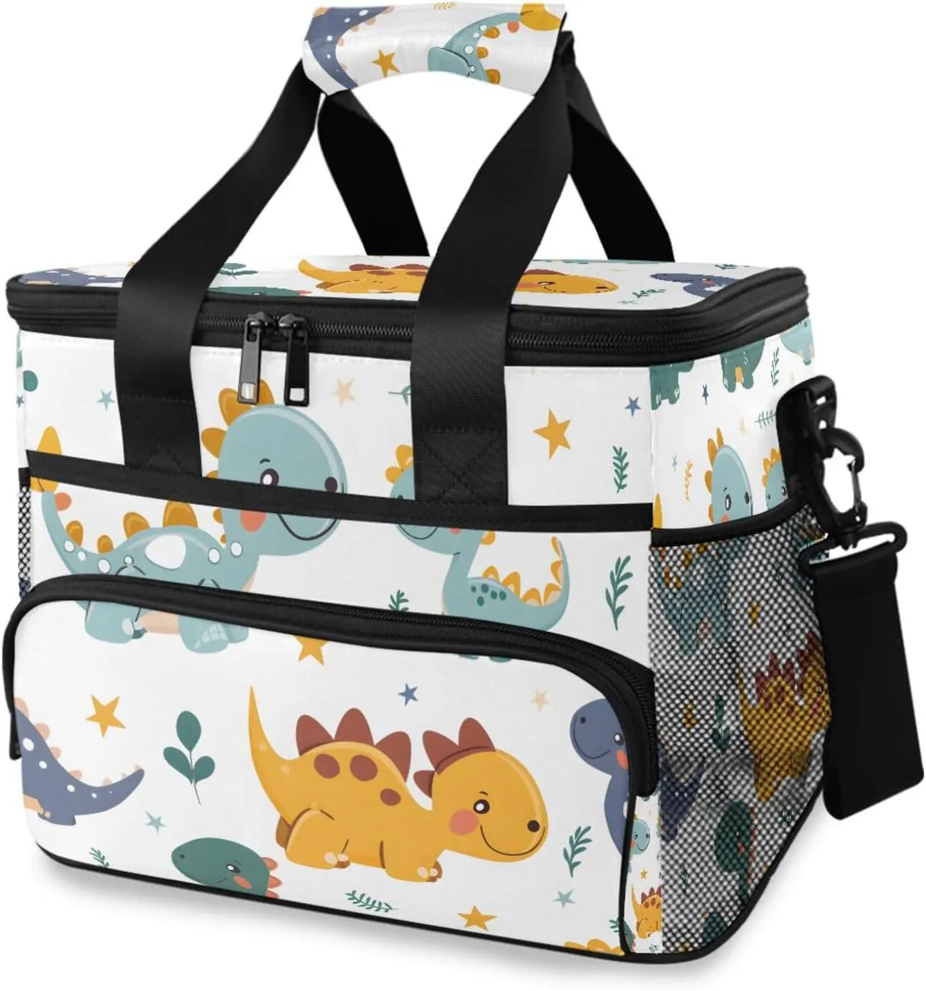 Cute Dinosaur Childish Dino Animal Cooler Bag Insulated Cooler Soft Sided Cooler 24 Can Portable Picnic Bag Large Leakproof Lunch Bag Box for Beach Grocery Camping Travel Car Men Women
