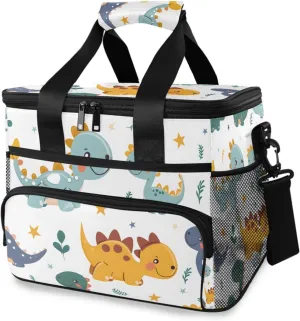 Cute Dinosaur Childish Dino Animal Cooler Bag Insulated Cooler Soft Sided Cooler 24 Can Portable Picnic Bag Large Leakproof Lunch Bag Box for Beach Grocery Camping Travel Car Men Women