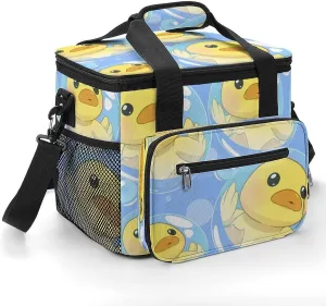 Cute Duckling Inside A Bubble 22.5L Insulated Camping Coolers Bag Large Leakproof Ice Chest for Beach Travel Picnic