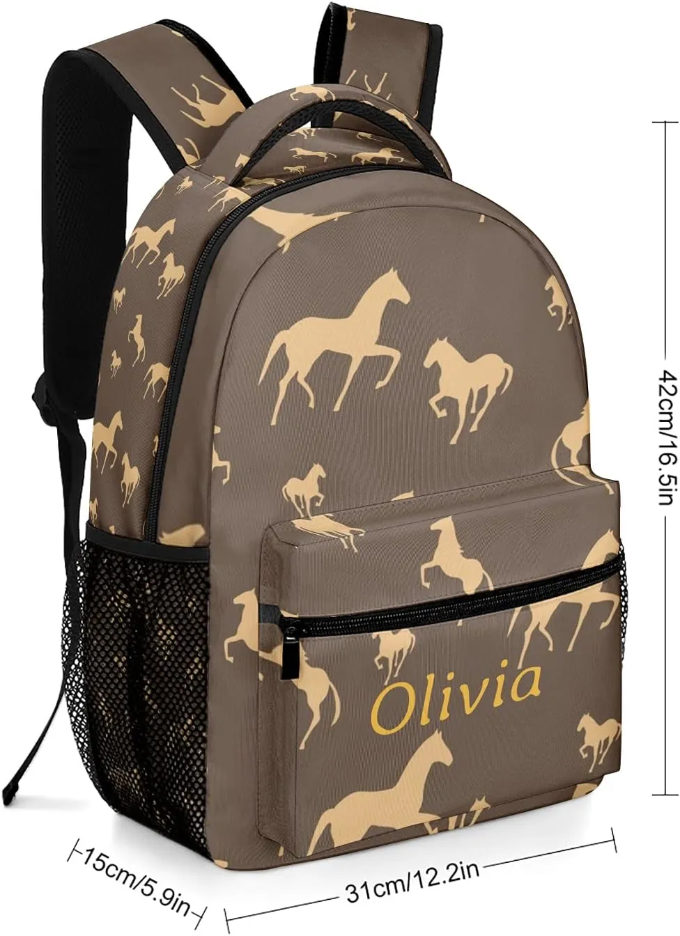 Cute Funny Horse Bag Backpack Personalized Name Waterproof for Boys Gift