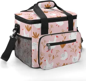 Cute Goose Floral 22.5L Insulated Camping Coolers Bag Cartoon Large Leakproof Ice Chest for Beach Travel Picnic