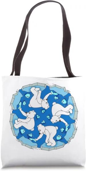 Cute little polar bears on ice floes when fishing Tote Bag