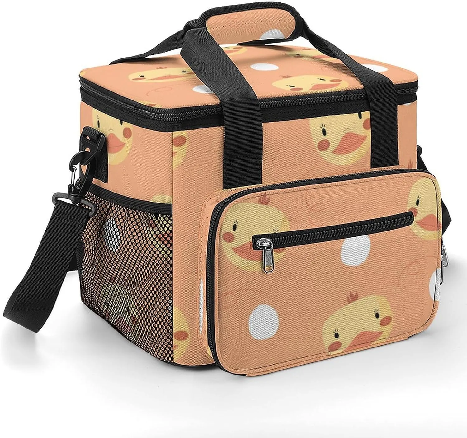 Cute Yellow Duck Muzzle 22.5L Insulated Camping Coolers Bag Cartoon Large Leakproof Ice Chest for Beach Travel Picnic