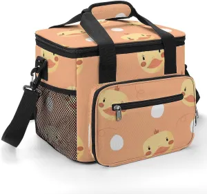 Cute Yellow Duck Muzzle 22.5L Insulated Camping Coolers Bag Cartoon Large Leakproof Ice Chest for Beach Travel Picnic