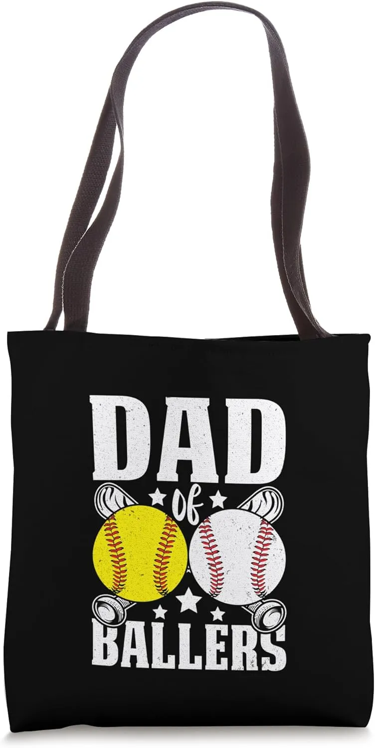 Dad of Ballers Softball Baseball Sports Father's Day Tote Bag