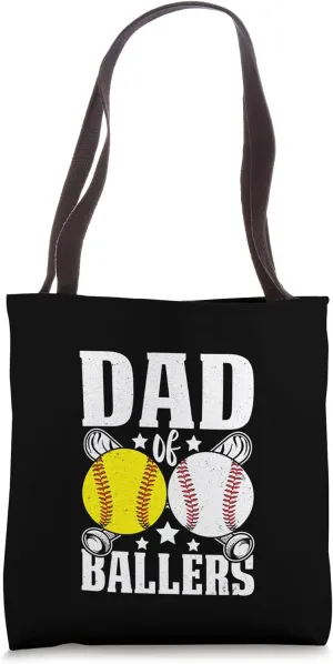 Dad of Ballers Softball Baseball Sports Father's Day Tote Bag
