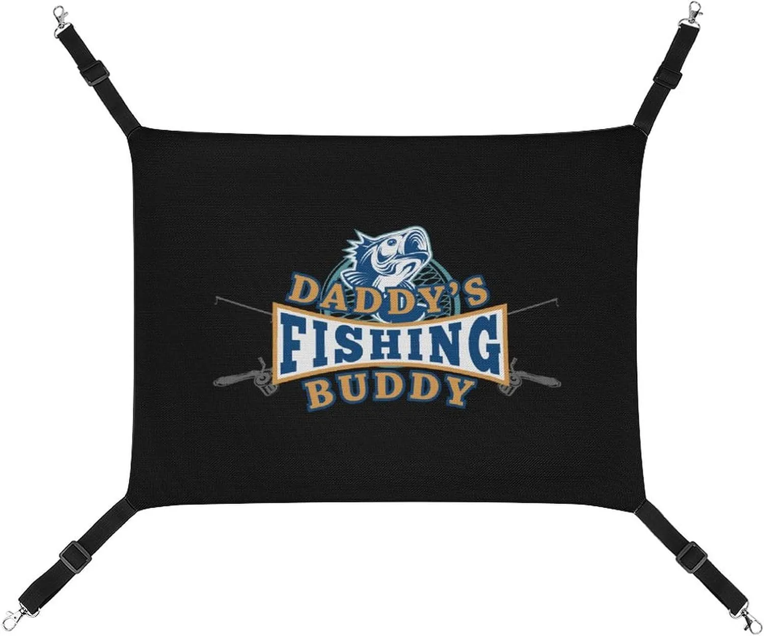 Dads Fishing Buddy Cat Hanging Hammock Soft Breathable Pet Cage Dog Hammock with Adjustable Straps and Metal Hooks