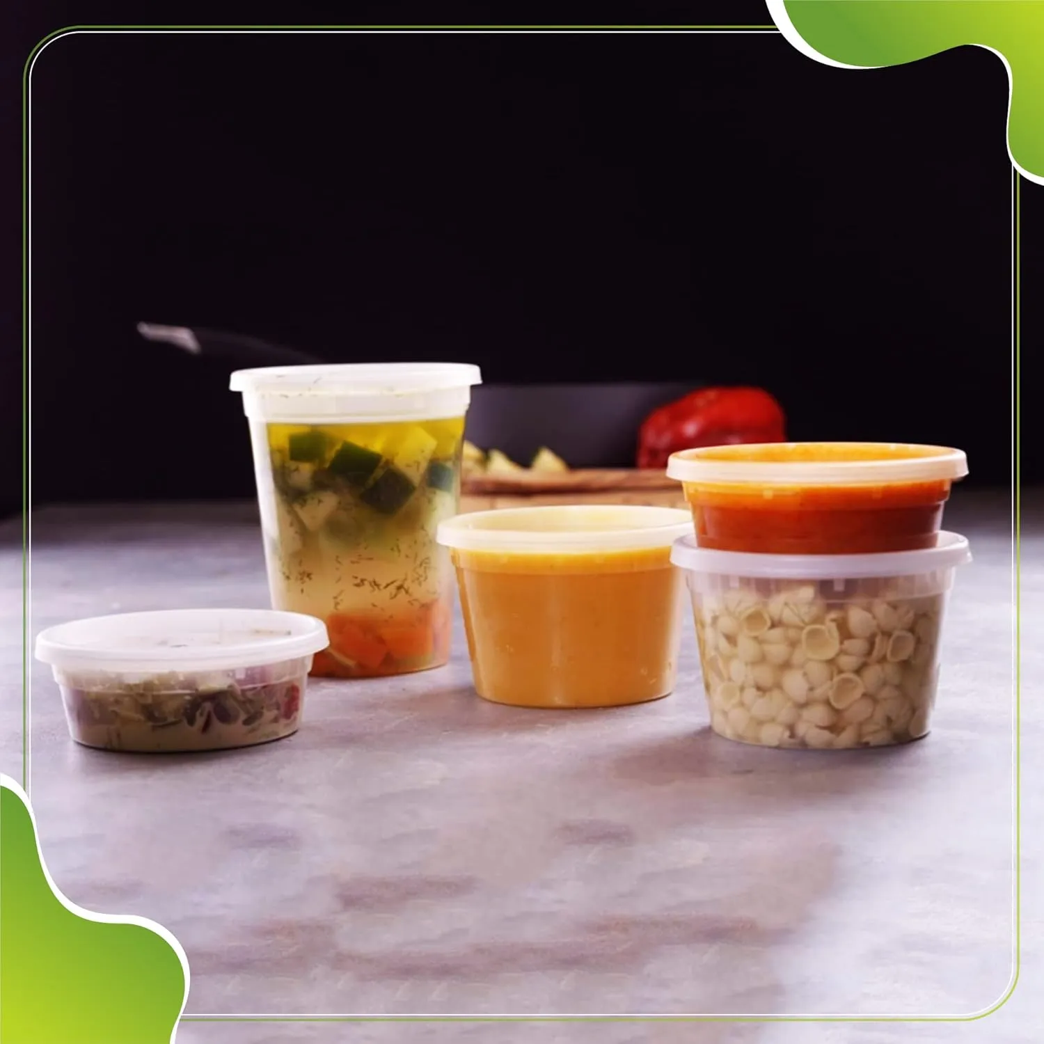Deli Containers with Leakproof Lids-40 Sets [12sets-8oz, 16sets-16oz, 12sets-32oz] BPA-Free Plastic Microwaveable Clear Food Storage Container Premium Heavy-Duty, Freezer & Dishwasher Safe…