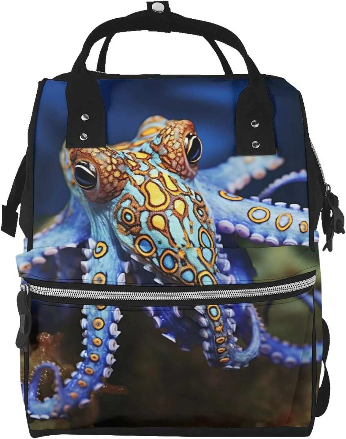 Diaper Bag Nappy Backpack Baby Bag Las Vegas night view Mummy Backpack Multifunction Changing Bags for Travel, Blue Ringed Octopus, One Size