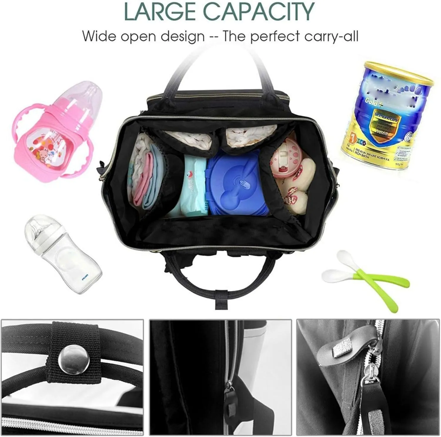 Diaper Bag Nappy Backpack Baby Bag Las Vegas night view Mummy Backpack Multifunction Changing Bags for Travel, Blue Ringed Octopus, One Size