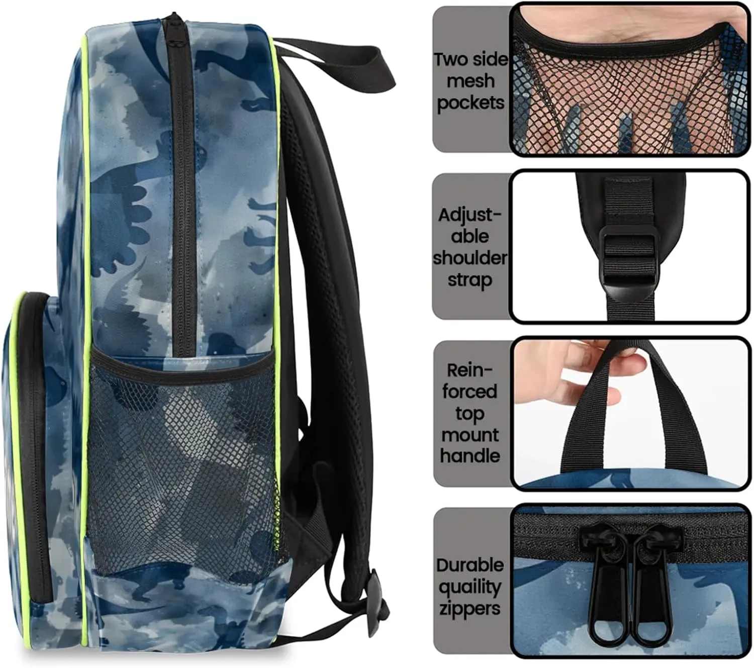 Dinosaurs Custom Backpack with Name Cute Personalized Small Shoulder Bag Waterproof Travel Casual Backpack with Chest Strap 14.2in