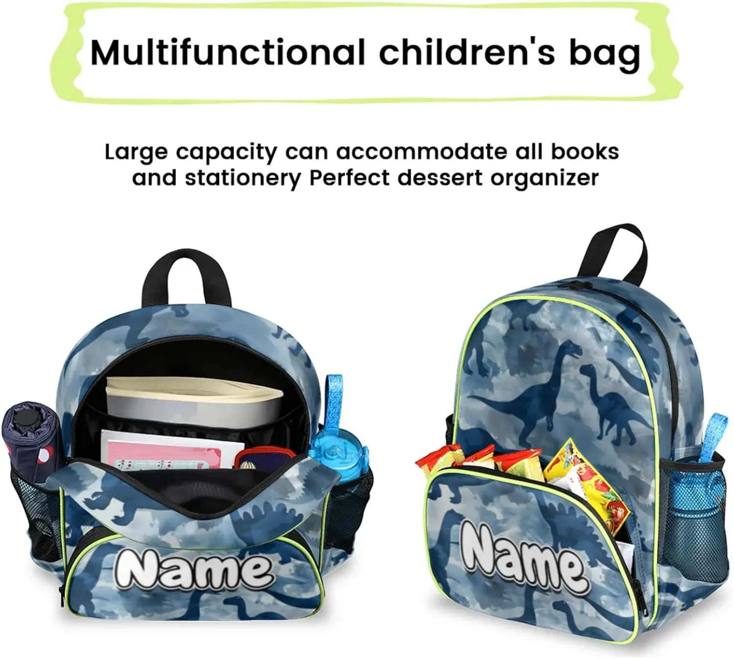 Dinosaurs Custom Backpack with Name Cute Personalized Small Shoulder Bag Waterproof Travel Casual Backpack with Chest Strap 14.2in