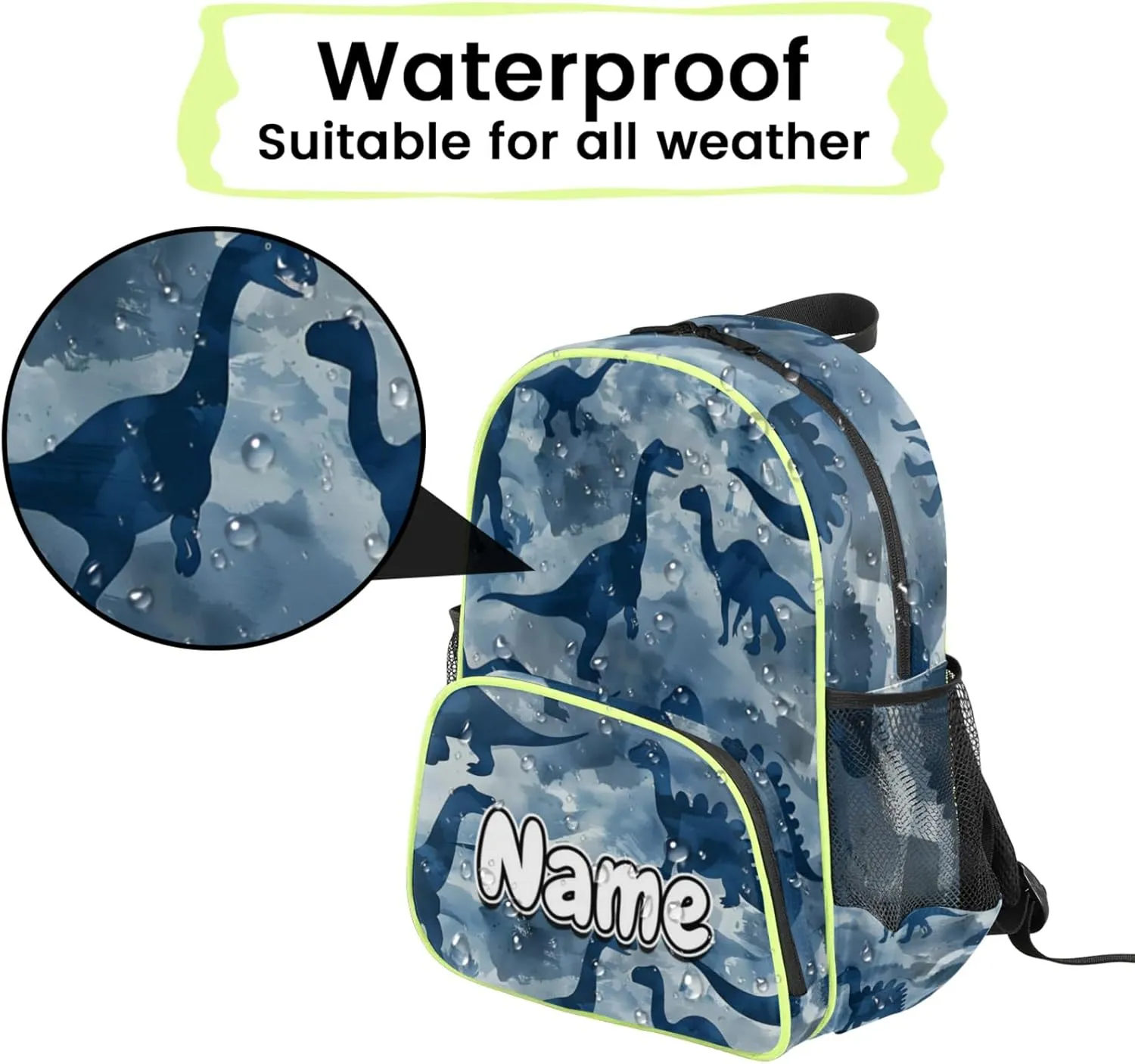Dinosaurs Custom Backpack with Name Cute Personalized Small Shoulder Bag Waterproof Travel Casual Backpack with Chest Strap 14.2in