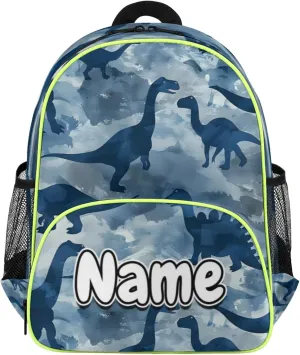 Dinosaurs Custom Backpack with Name Cute Personalized Small Shoulder Bag Waterproof Travel Casual Backpack with Chest Strap 14.2in
