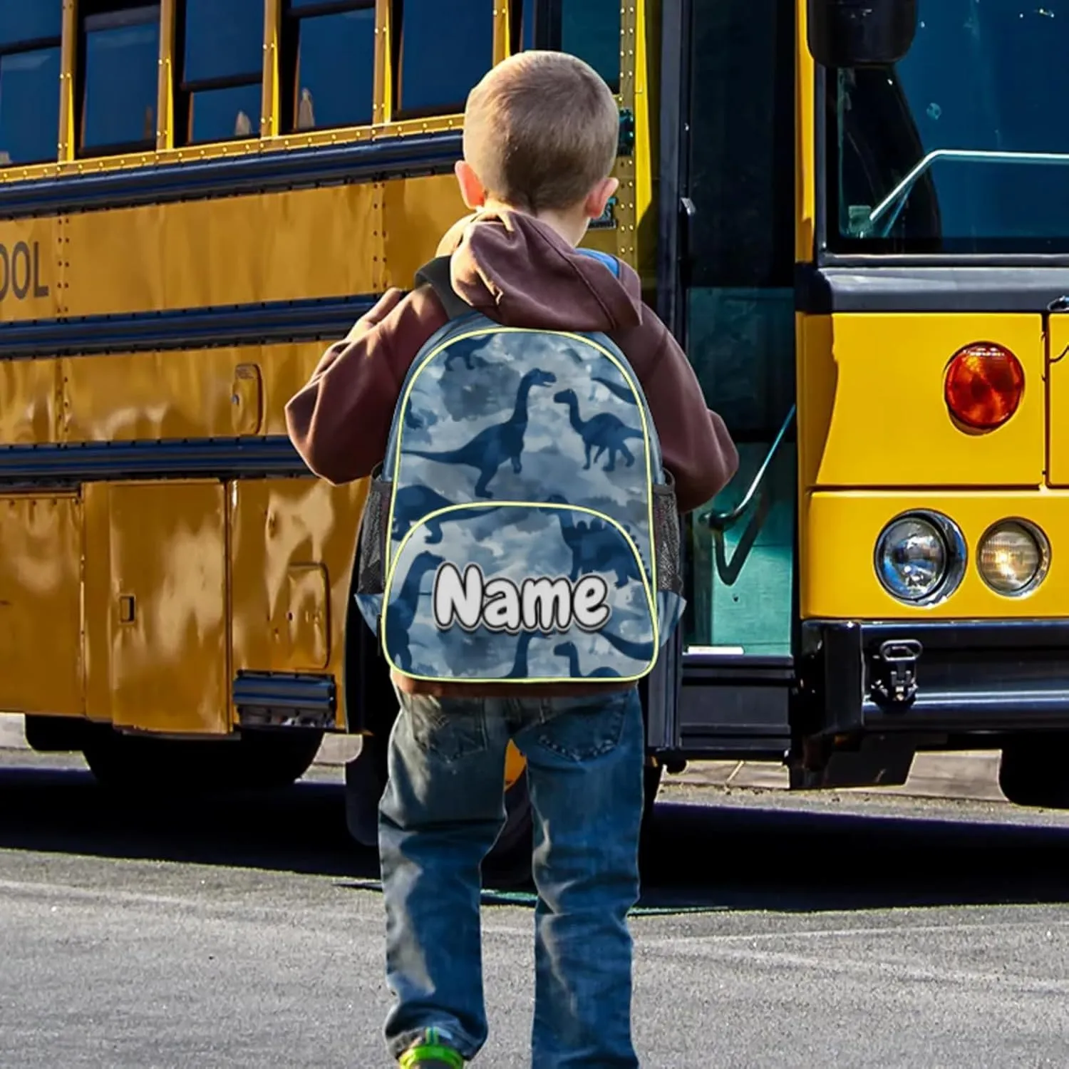 Dinosaurs Custom Backpack with Name Cute Personalized Small Shoulder Bag Waterproof Travel Casual Backpack with Chest Strap 14.2in