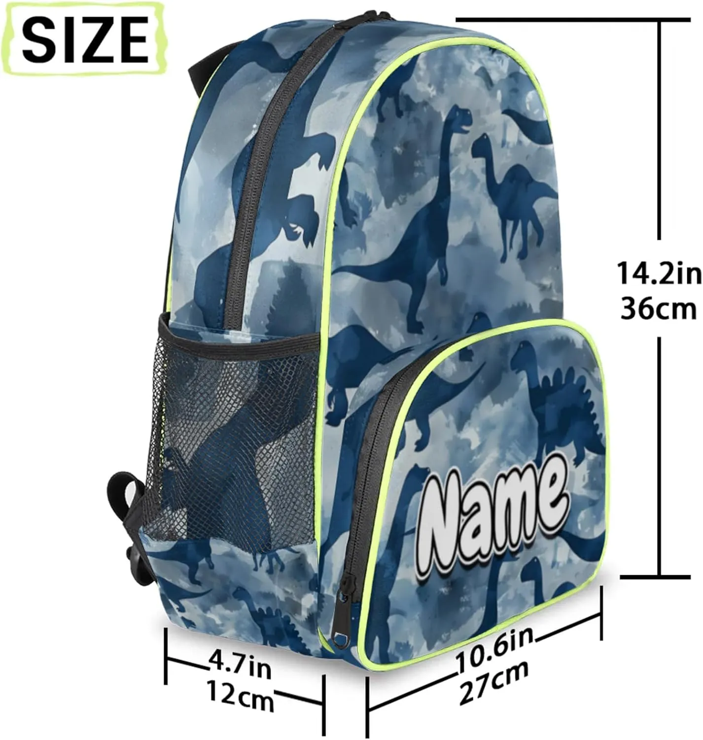 Dinosaurs Custom Backpack with Name Cute Personalized Small Shoulder Bag Waterproof Travel Casual Backpack with Chest Strap 14.2in