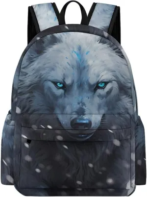Dire Wolf with Deep Eye Men's Travel Backpack Lightweight Casual Daypack Laptop Bag for Women Graphic Print