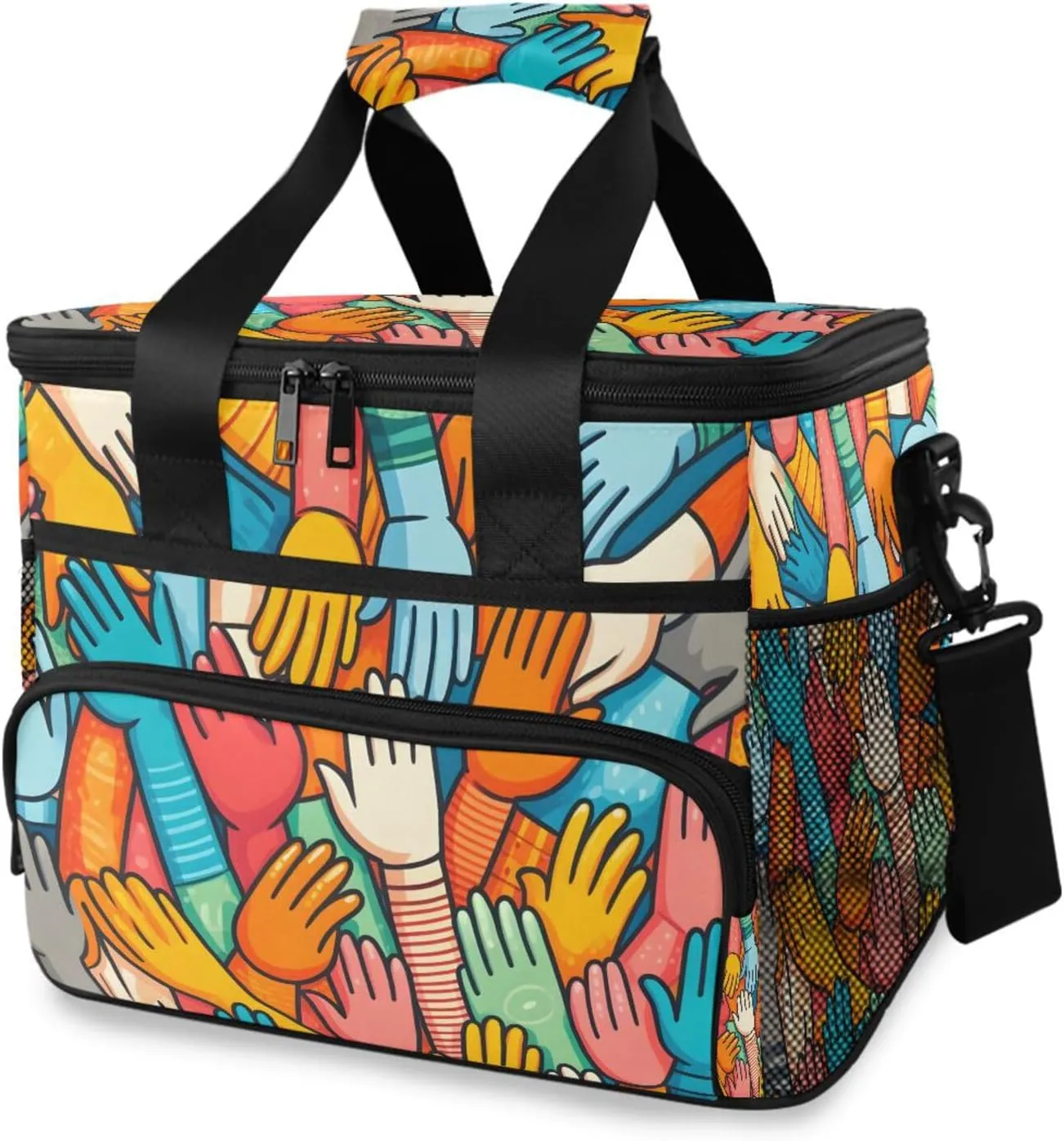 Diverse Colorful People Cooler Bag Insulated Cooler Soft Sided Cooler 24 Can Portable Picnic Bag Large Leakproof Lunch Bag Box for Beach Grocery Camping Travel Car Men Women