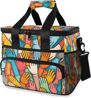Diverse Colorful People Cooler Bag Insulated Cooler Soft Sided Cooler 24 Can Portable Picnic Bag Large Leakproof Lunch Bag Box for Beach Grocery Camping Travel Car Men Women