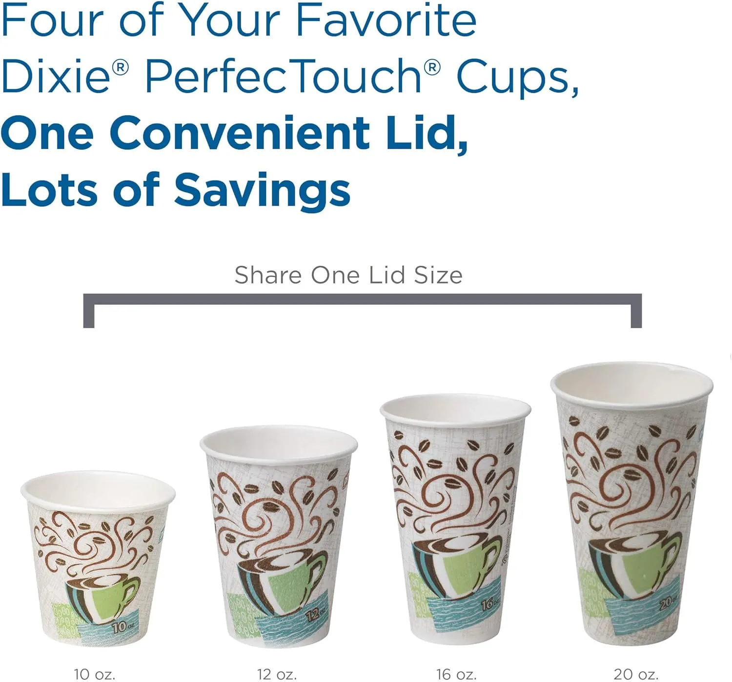 Dixie PerfecTouch 10 oz Insulated Paper Hot Coffee Cup and Lid Set by GP PRO (Georgia-Pacific), Coffee Haze and White, 5310COMBO600, 300 Cups and 300 Lids (50 Cups and Lids Per Pack, 6 Packs Per Case)