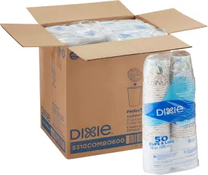 Dixie PerfecTouch 10 oz Insulated Paper Hot Coffee Cup and Lid Set by GP PRO (Georgia-Pacific), Coffee Haze and White, 5310COMBO600, 300 Cups and 300 Lids (50 Cups and Lids Per Pack, 6 Packs Per Case)