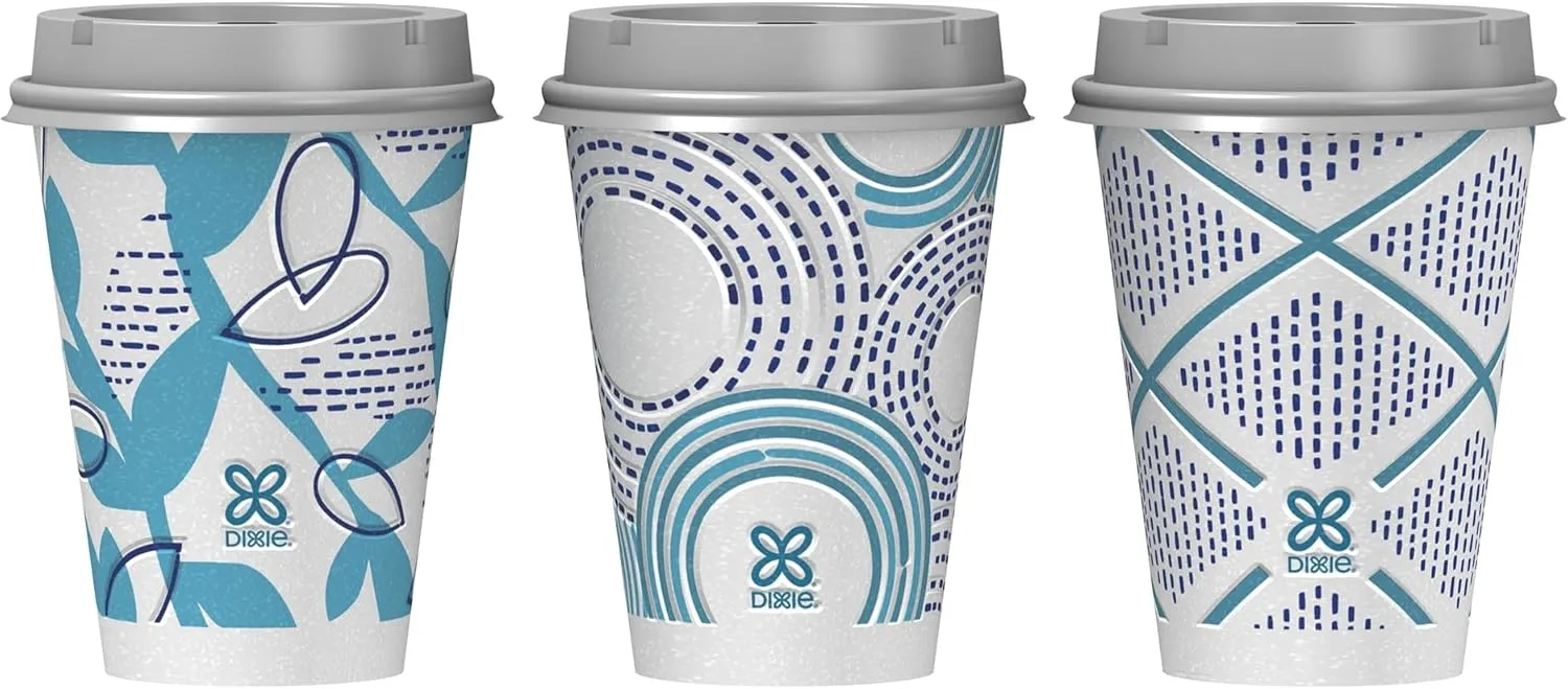 Dixie To Go Medium Paper Coffee Cups With Lids, 12 Oz, 14 Count, Disposable Cups For On-The-Go Hot Beverages