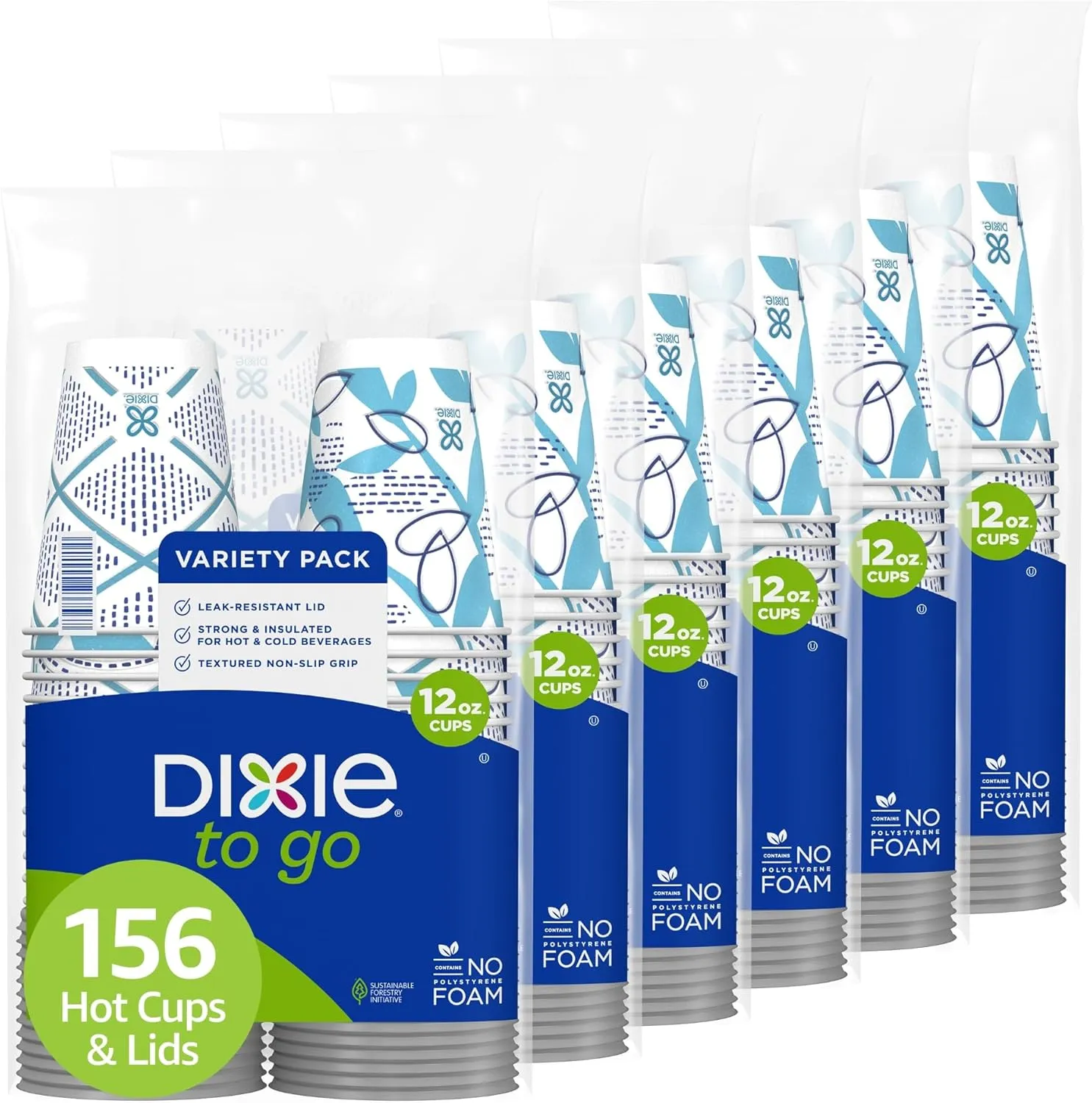 Dixie To Go Medium Paper Coffee Cups With Lids, 12 Oz, 14 Count, Disposable Cups For On-The-Go Hot Beverages
