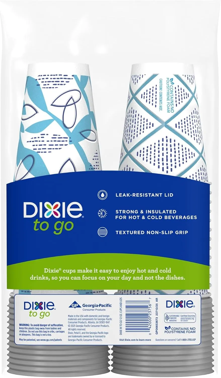 Dixie To Go Medium Paper Coffee Cups With Lids, 12 Oz, 14 Count, Disposable Cups For On-The-Go Hot Beverages