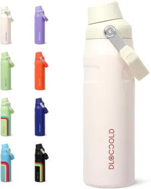 DLOCCOLD 24 OZ Water Bottle with Handle and Angled Spout Lid, Leakproof for Travel & Sports, Double Wall Insulated Stainless Steel Reusable Water Bottle, Wide Mouth QuickFill Design