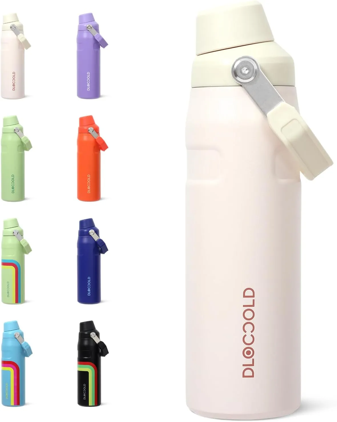 DLOCCOLD 24 OZ Water Bottle with Handle and Angled Spout Lid, Leakproof for Travel & Sports, Double Wall Insulated Stainless Steel Reusable Water Bottle, Wide Mouth QuickFill Design