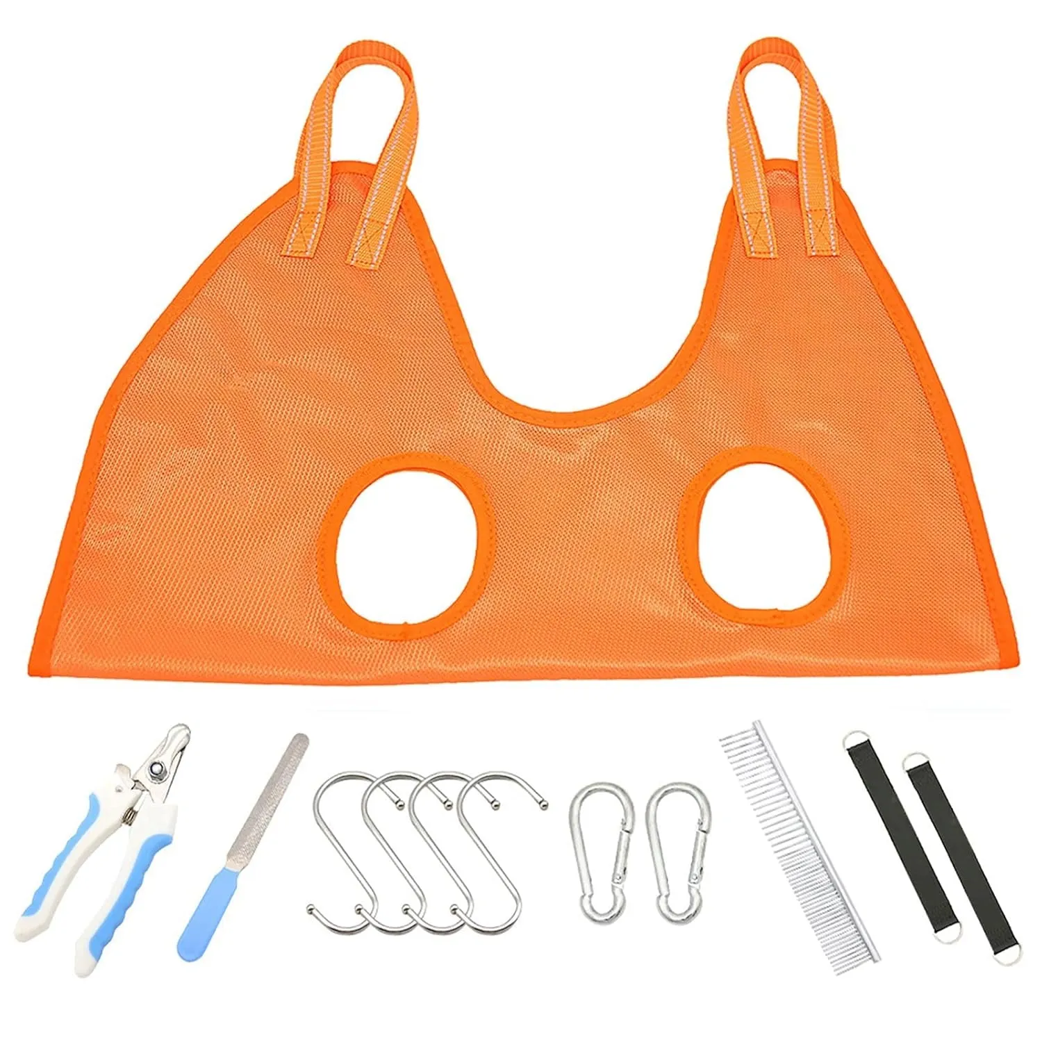 Dog Grooming Hammock Harness for Dog, 12 in 1 Durable Dog Hammock, Breathable Pet Grooming Hammock Helper for Grooming, Hair/Ear/Eye/Teeth Care, Nail Trimming,Orange,L