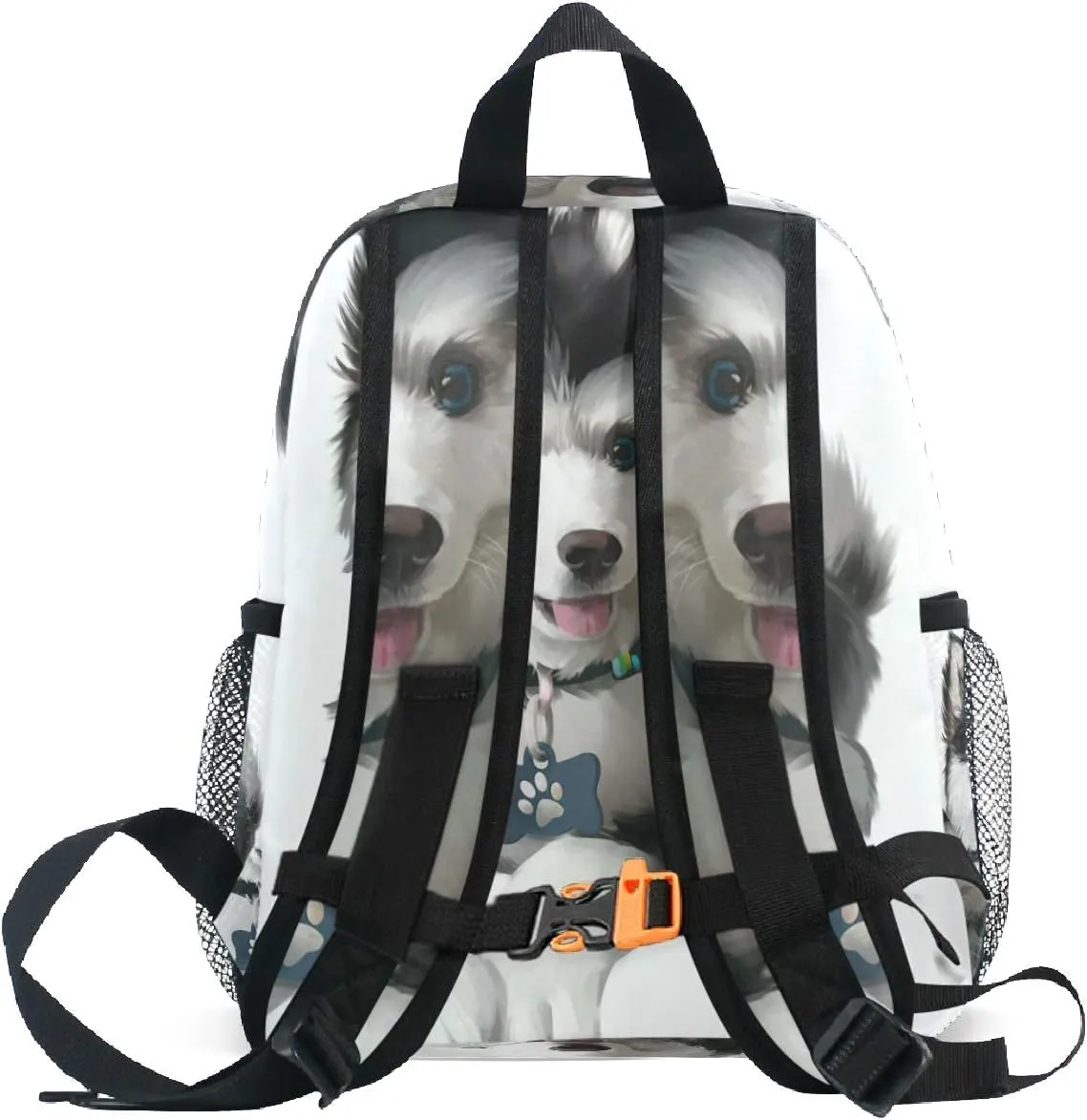 Dog Pattern Backpacks for Kids Girls Boys Cheerful Husky Puppy Preschool Toddler Bookbag with Chest Strap Mini Elementary Kindergarten School Bags